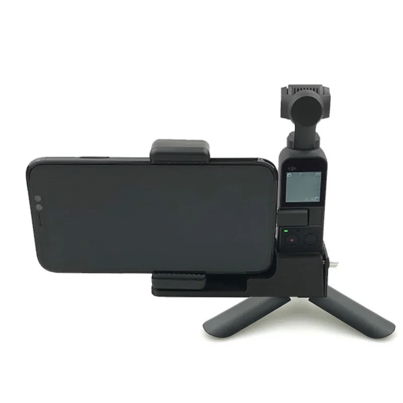 Smartphone GoPro Camera Holder Mount With Mini Tripod for DJI Osmo Pocket Handheld Gimbal Stabilizer Smartphone GoPro Camera Holder Mount With Mini Tripod for DJI Osmo Pocket Handheld Gimbal Stabilizer