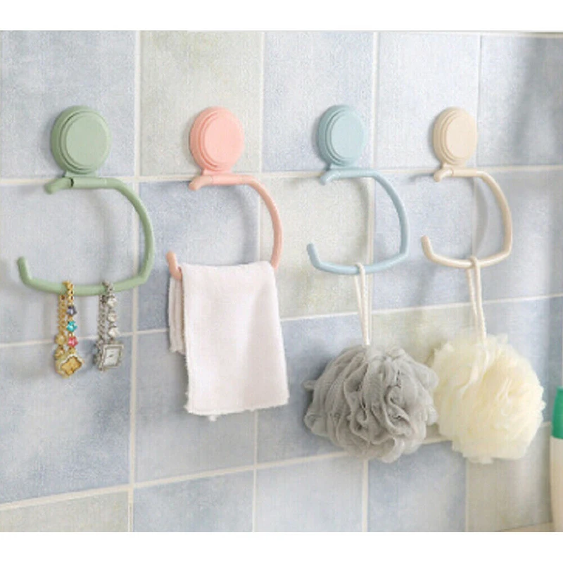 

1pc Cute Strong Portable Toilet Paper Holders Transparent Suction Cup Sucker Wall Hooks Hanger Kitchen Bathroom Household Tools