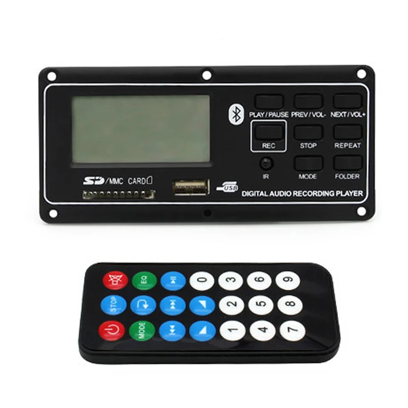Dc12V Mp3 Bluetooth декодер доска звуковой модуль Usb Aux Fm Радио пульт дистанционного управления с цифровой Дисплей Поддержка Mp3/Usb/Sd карты Функция