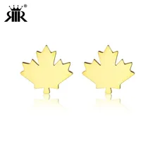 RIR нержавеющая сталь простое и милое натуральный клен серьги в форме листа вдохновленные осенью канадский флаг серьги гвоздики Золото