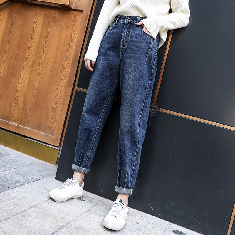 

Vintage Plus Size Loose High Waist Boyfriend Jeans For Women Mom Straight Jeans High Rise Elastic Denim Pants Female