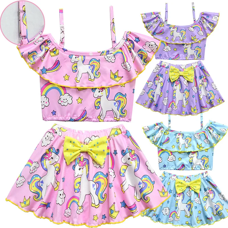 

Toddler Kid Baby Girls Lol Unicorn Printed Swimwear Swimsuit Bikini Set Bathing Suit Children's Girls Beachwear Swimming Costume
