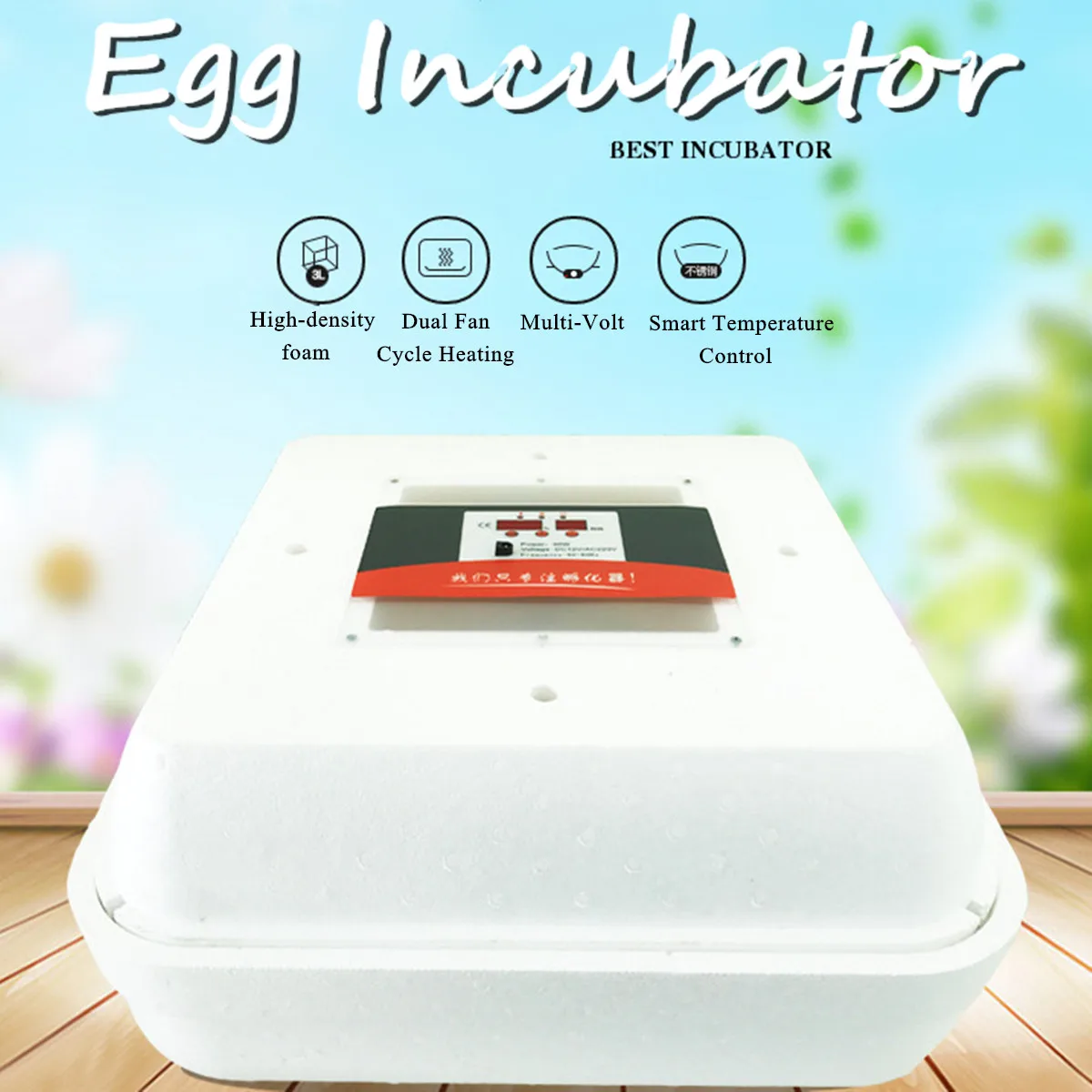 

55 Eggs Incubator Fully Automatic Egg Hatcher Machine LED Turner Chicken Duck Digital Display Smart Sensitive US/EU Plug