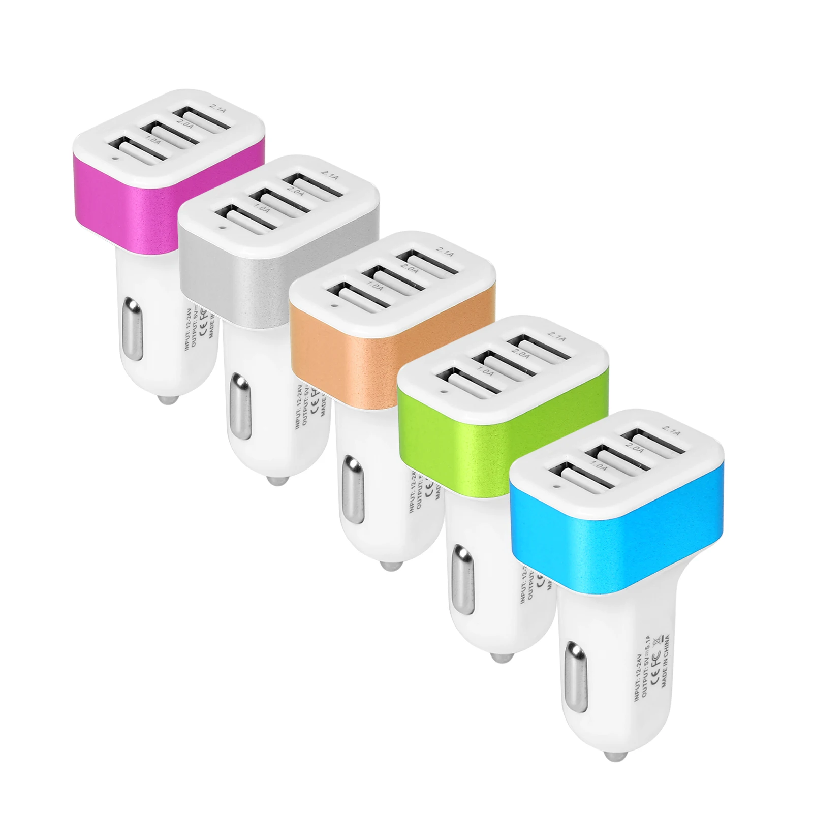 Автомобильное зарядное устройство с 3 usb портами 5 цветов 12 В 24 быстрая зарядка USB 2