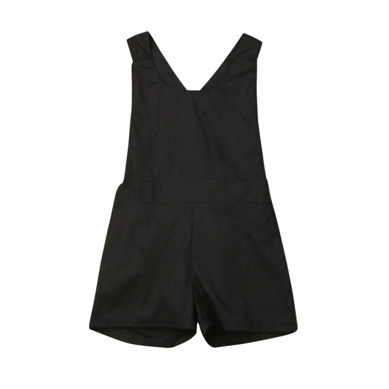 

Girls Romper Summer Kids Clothing Casual Black One Piece Romper Backless Jumpsuit Playsuit Baby Costume Girls Clothes Outfits