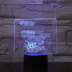 7 цветов ночник сенсорный выключатель 3D книги по искусству барабаны моделирование светодиодный Музыка атмосферная настольная лампа Usb Room