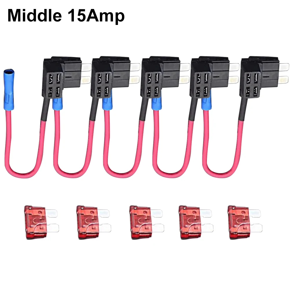 5Pcs/set Micro Size Car Fuse Holder Add-a-circuit Piggy Back Fuse TAP Adapter with 5A Mini ATM Blade Fuse