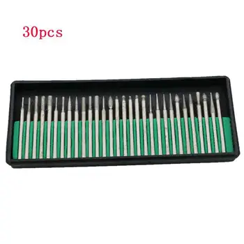 

LanLan 30 Pcs/set Diamond Grinding Heads 3mm Burrs Grinding Bit Set Dremel Rotary Tool Set Electric Grinding Accessories