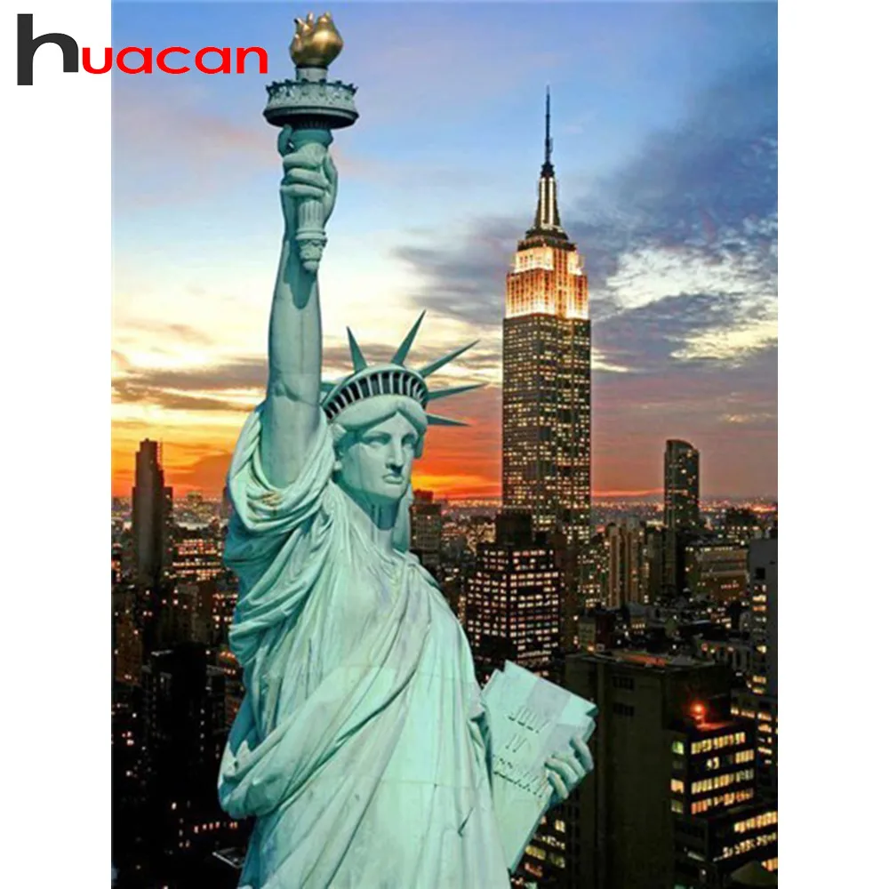 

Huacan 5D DIY Diamond Painting Statue Of Liberty Full Square Cross Stitch Diamond Mosaic Scenic Rhinestone Embroidery Home Decor