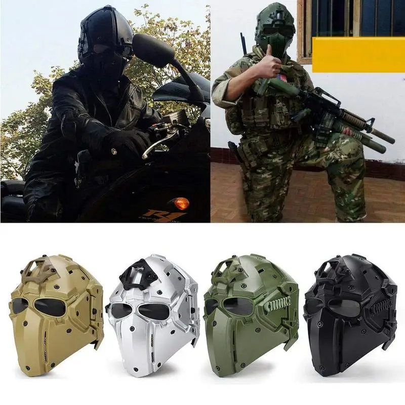 

New Strategical Outdoor Riding Helmet Mask Integrated Head Wrapping Helmet Full Face Protective Mask Helmet with 4 Pairs Visor G