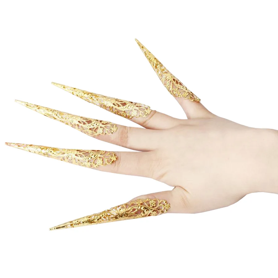 Finger Jewelry Songyuexia Belly dance Peacock False Nail Indian Thai Golden For Belly Dance Dancing Finger Cot Costumes