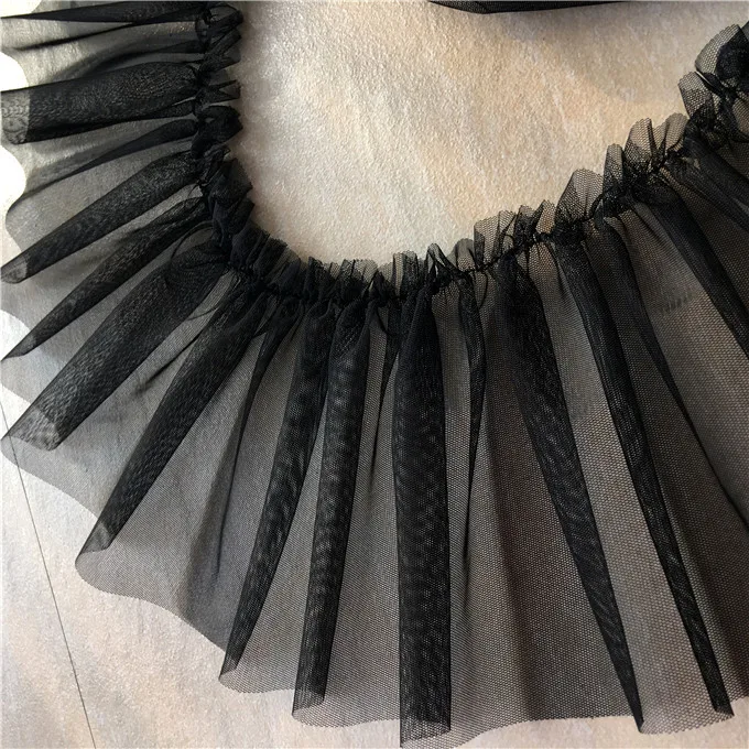 17 см широкий белый черный тюль плиссированная кружевная отделка лента аппликация из гипюра для DIY шитья штор одежда платье бахрома подол украшения