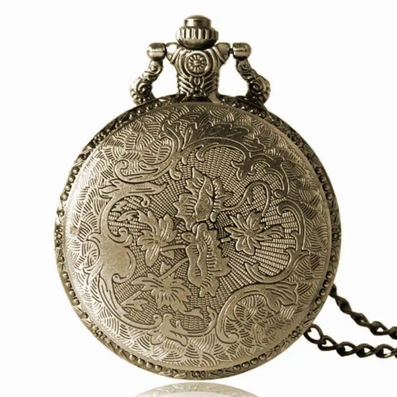 

Bronze Silver Pocket Watch Stereo Wolf Head Pattern Embossed Retro Necklace Quartz Pocket Watch for Men And Women