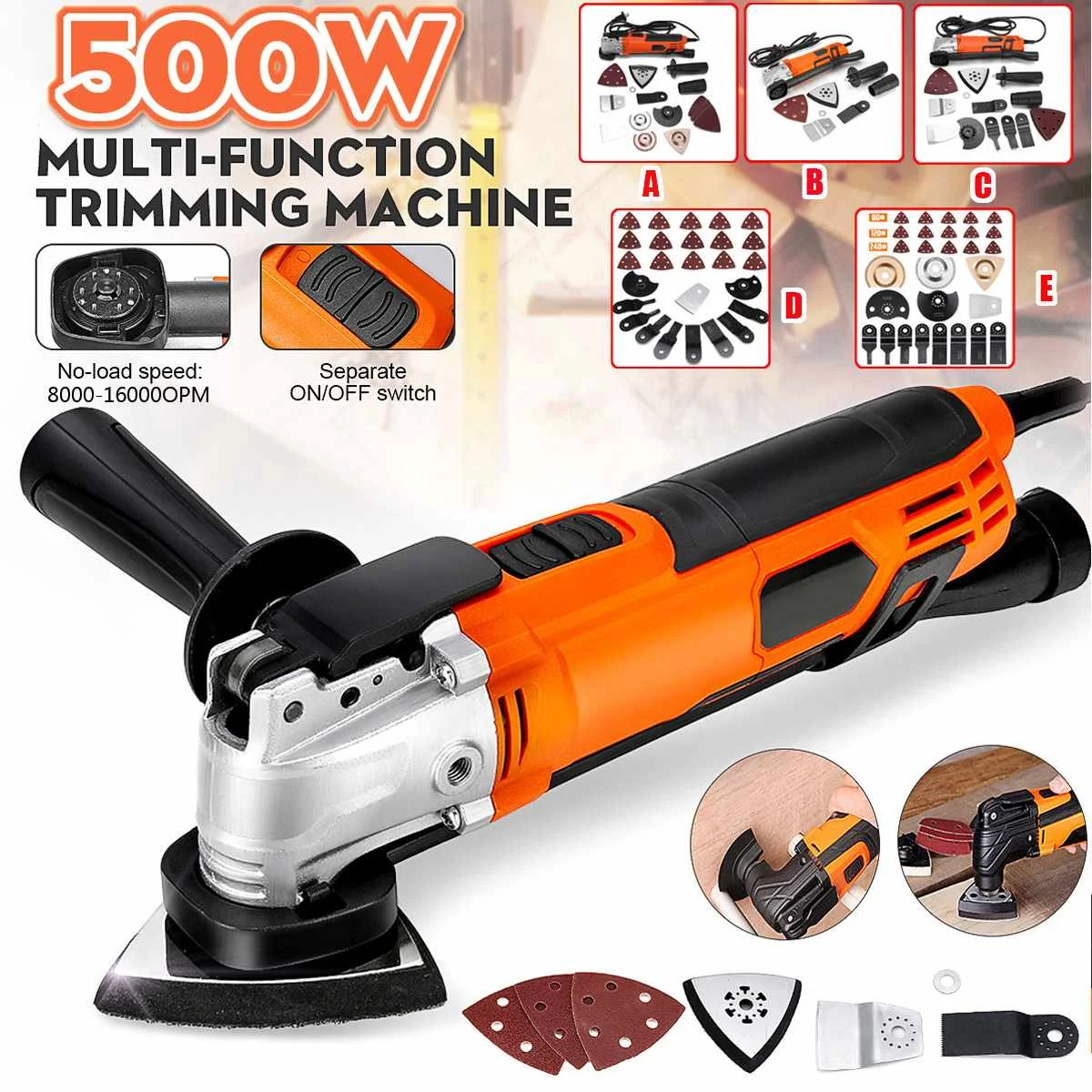 

220V AC 500W Universal Multi-function Trimming Machine Woodworking Cutting Machine Kit 8000-16000OPM