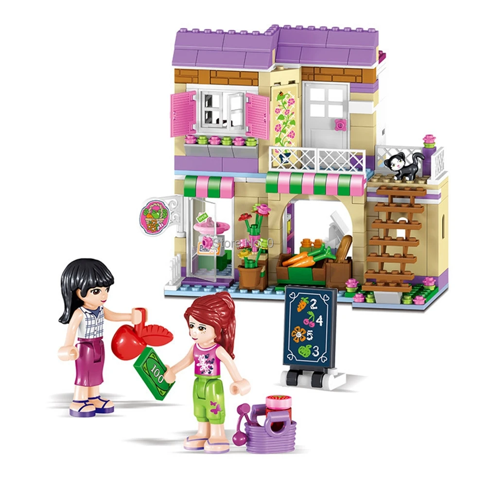 

37014 389pcs Friend Princess Heartlake Food Market Girl Lele Compatible 41108 Building Block Bricks Toy
