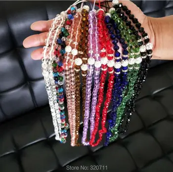 

50Pcs/Lot Luxury Mobile phone lanyard crystal long universal mobile phone hanging neck lanyard anti-water diamond hanging chain