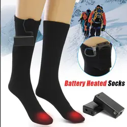 1 пара мужские аккумуляторные батареи с электрическим подогревом носки зимние ноги теплые Утолщенные мягкие трикотажные носки для экипажа