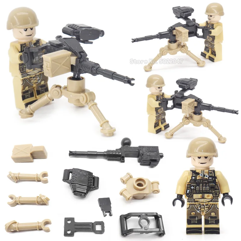 

World War 2 Figures M2 Heavy machine gun Military Boy Soldier Weapons Army Building Blocks Set Assemble Toy With Legoinglys