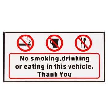 

Words NO SMOKING EATING DRINKING IN THIS VECHICLE THANK YOU Stickers Signs Car i Bus Decal Warning Mark Car Styling 120*60mm
