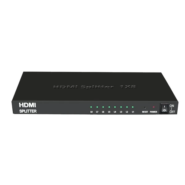 

1x8 HDMI Splitter, One In Eight Out HDMI Splitter Audio Video Distributor Amplifier, Support Full HD 3D& 1080P/60HZ, Support H