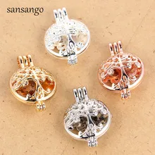 4 шт. Позолоченное серебряное ожерелье «Древо жизни» кулон для медного медальона жемчужная клетка браслет Шарм для Ювелирные изделия с диффузором