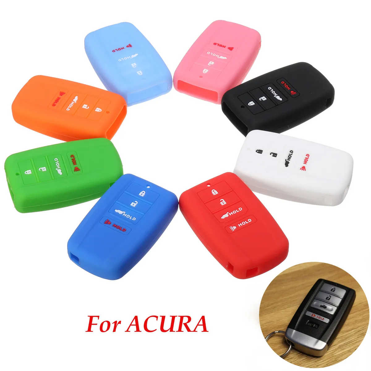 

4 Button Silicone Car Smart Remote Key Case Cover Holder Fob Shell For ACURA RLX RDX MDX ILX TLX 2016