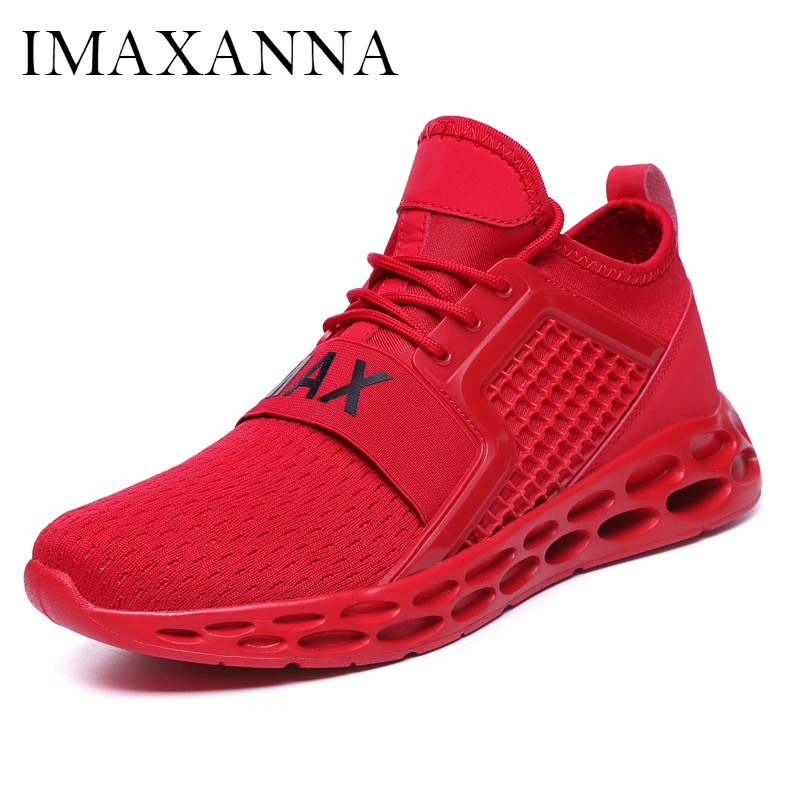 

IMAXANNA New Sneakers Women 2019 Flying Weaving Breathable Sport Shoes Lace Up Tennis Shoes Mens Hollow Sole Run Shoe For Man