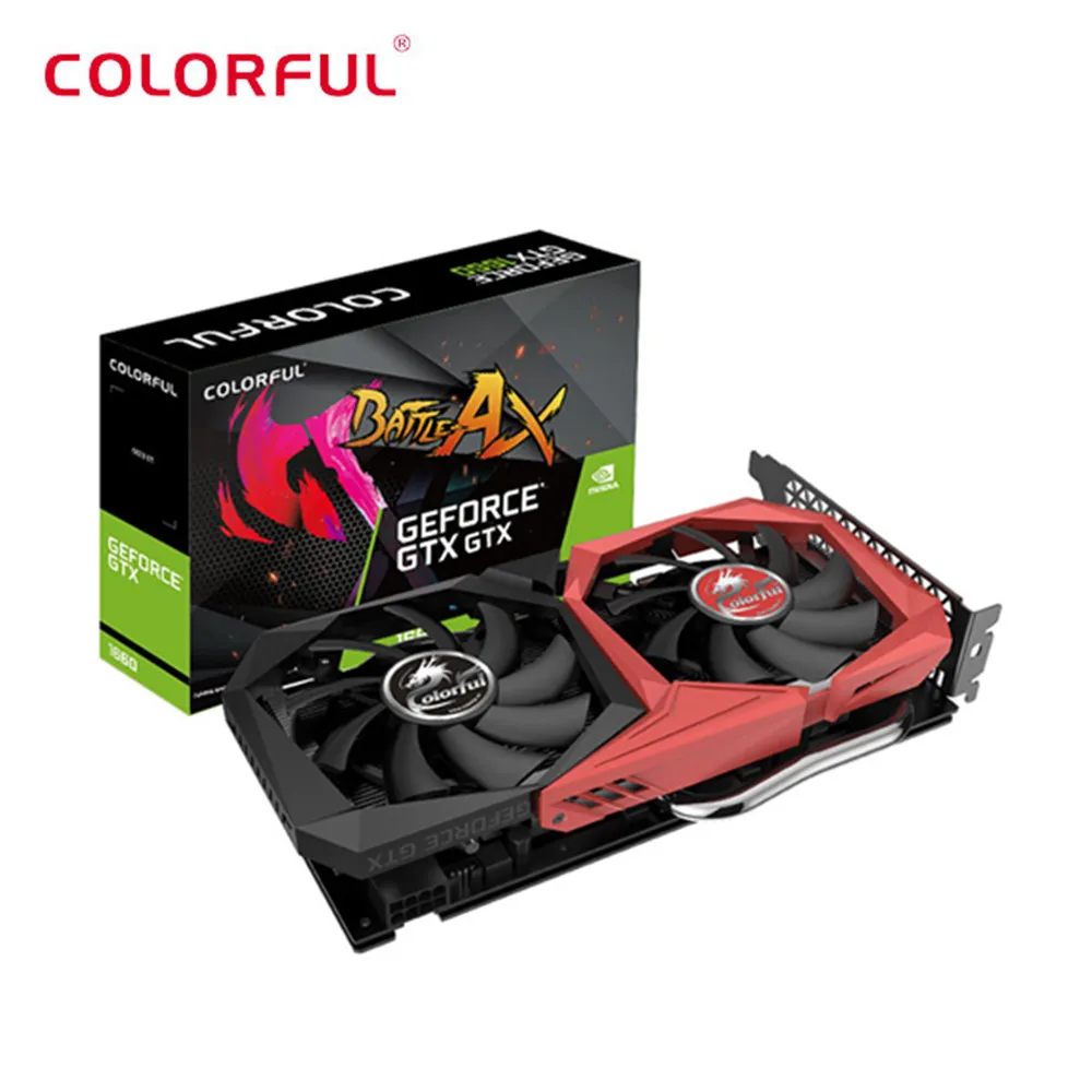 Цветная видеокарта GeForce GTX 1660 6G NVIDIA 1530 МГц GDDR5 6 ГБ cuda ядрами 1408 DP HDMI DVI двойные