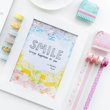 

4 pcs/pack Small Smile Pink Blue Purple Green Cute Masking Decoration Adhesive Stikcer Creative School For Children Washi Tape