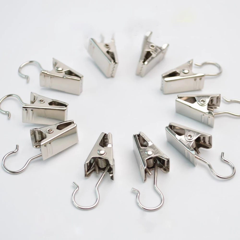 

20Pc/Set Window Shower Curtain Hook Clips Stainless Steel Drapery Clips Curtain Rings Clamps Curtain Decorative Accessories