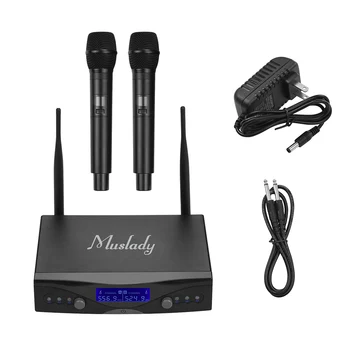 

Muslady U1 UHF Wireless Microphone System 2 Handheld Mics & 1 Receiver with Backlit Display for Business Meeting Teaching