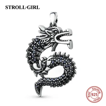 

StrollGirl 925 sterling silver Beautiful Ancient dragon pendant necklaces diy fashion jewelry accessories making for women gift