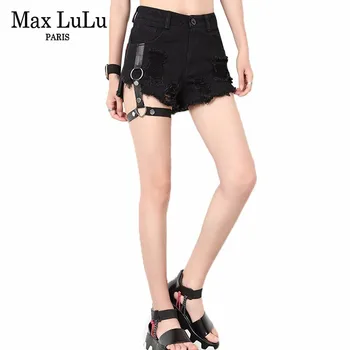 

Max LuLu 2019 Summer Fashion Korean Style Ladies Sexy Trousers Womens Holes Short Denim Pants Vintage Ripped Female Black Jeans