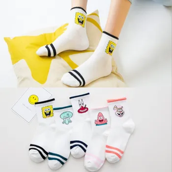 

Cartoon Character Short Socks Women Harajuku Cute Pattern Ankle Sock Hipster Funny Female Funky Cotton Sponge Sock Drop Shipping
