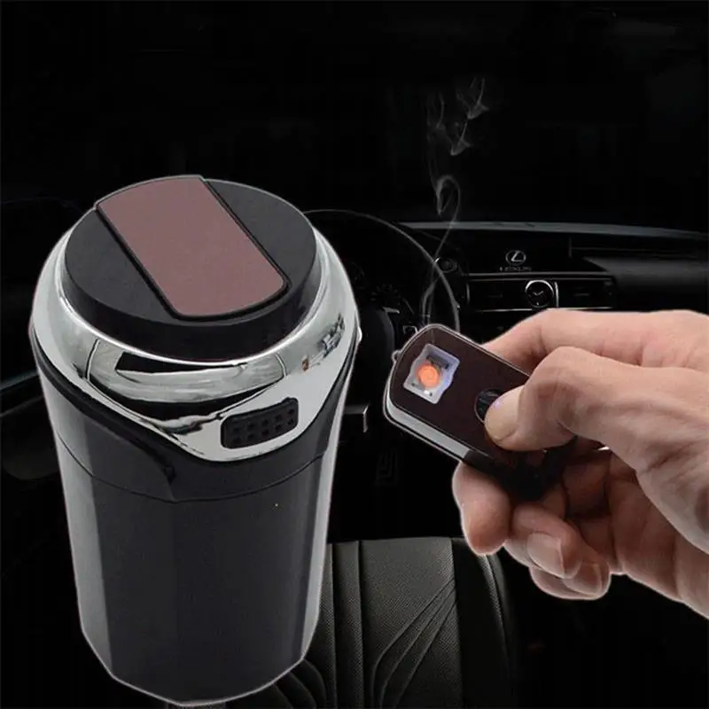 

1PC 2 in 1 Practical Convenient Lightweight Auto Ashtray Ash Holder Detachable Cigar Lighter with LED Light