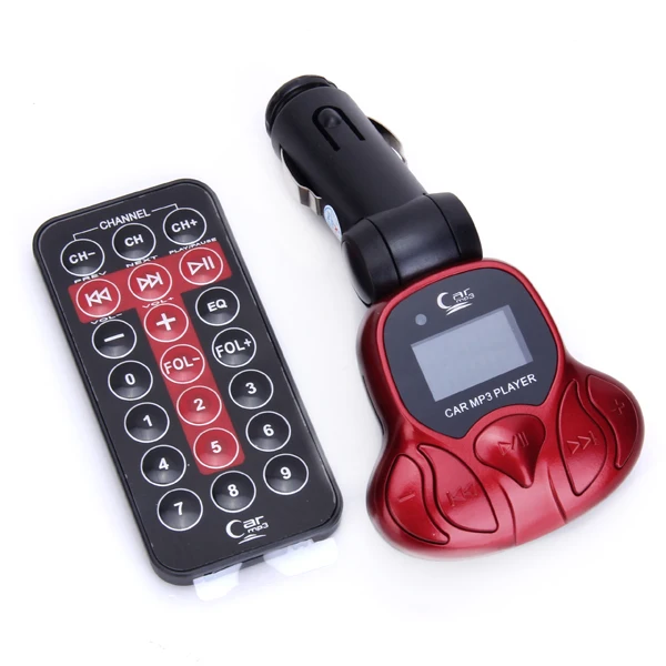 

Compact Plug and Play MP3 Player Wireless FM Brodcast Modulator + Remote Control + 1G TF Card Car Electronics Audio Kit Red