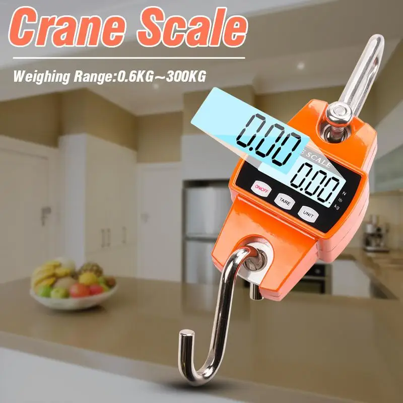 

Portable Mini Electronic Digital Hanging Scale LCD Display 300 KG 660 LBS Heavy Duty Crane Scale Weighing Tool 0.6kg-300kg