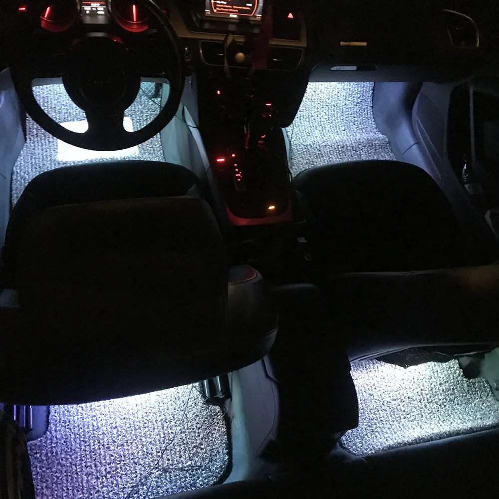 Светодиодная ленсветильник RGB для автомобиля декоративная лампа с дистанционным