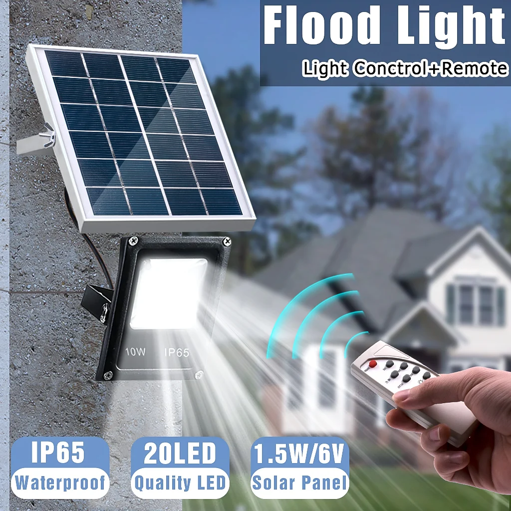 Mising Waterproof Solar Floodlights 10w Remote Control Timer Mising Waterproof Solar Floodlights 10w