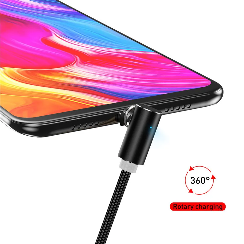 USLION 1 м L-Line 90 градусов Магнитный usb-кабель Магнит Micro USB для iPhone X XS Max 8 7 6 type C кабель для samsung Xiaomi huawei