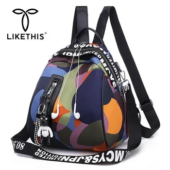

LIKETHIS 2019 Luxury Famous Brand Designer Bear Pendant Women Backpack High Quality Female Casual Shoulders Bag Teenager Fashion