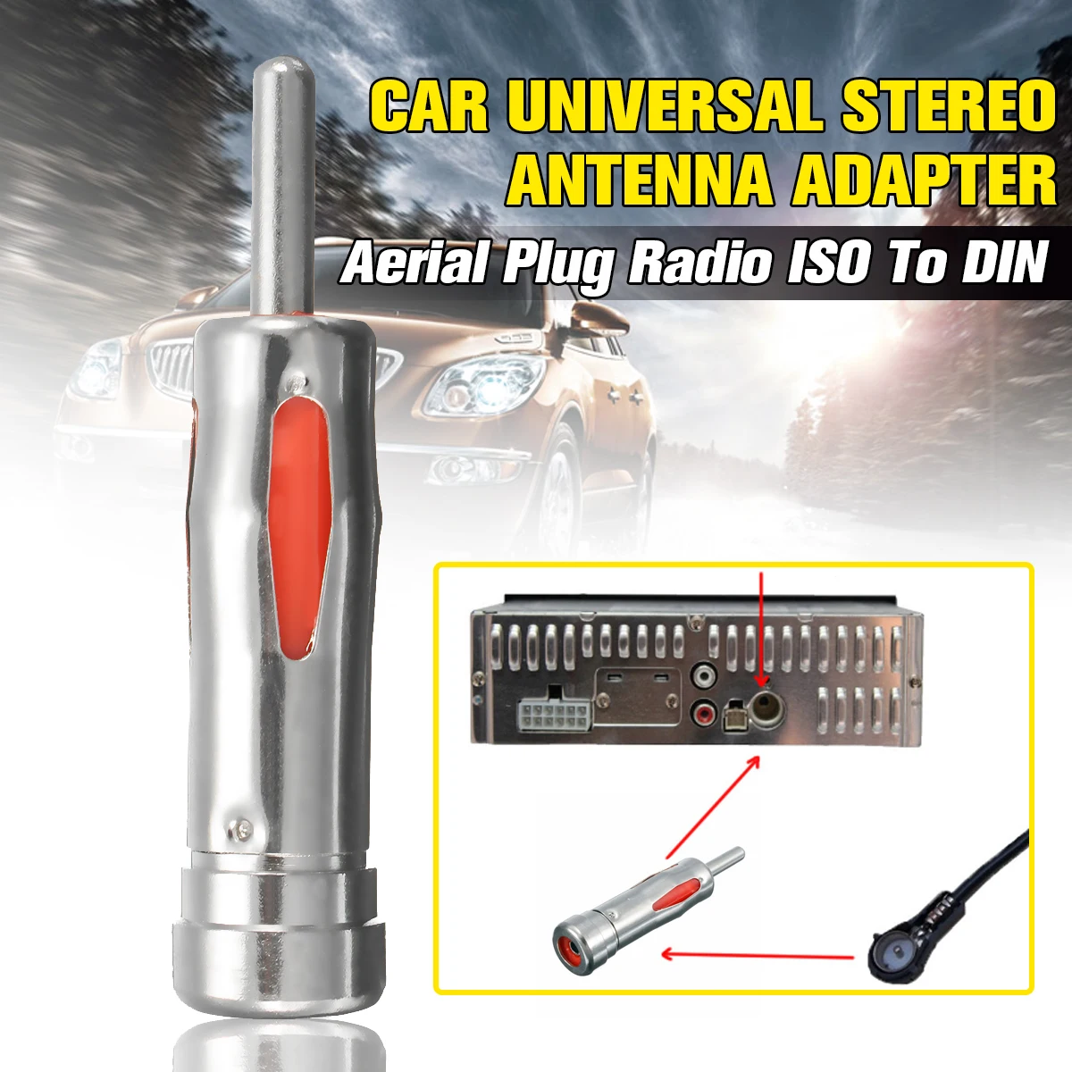 

Universal Red ISO To DIN Male Car Auto Radio Stereo Antenna Adaptor Aerial Plug Connector Adapter To DIN Vehicle Car-styling