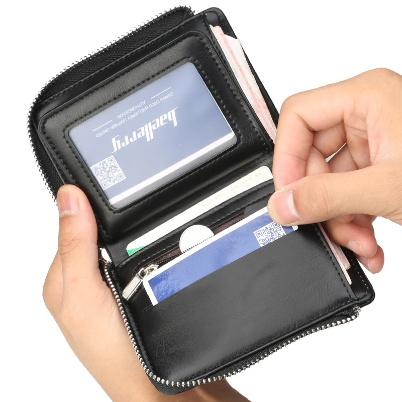 

Men's Short Wallet Zipper Multi-Function Wallet Large Capacity Multi-Card Coin Purse Male