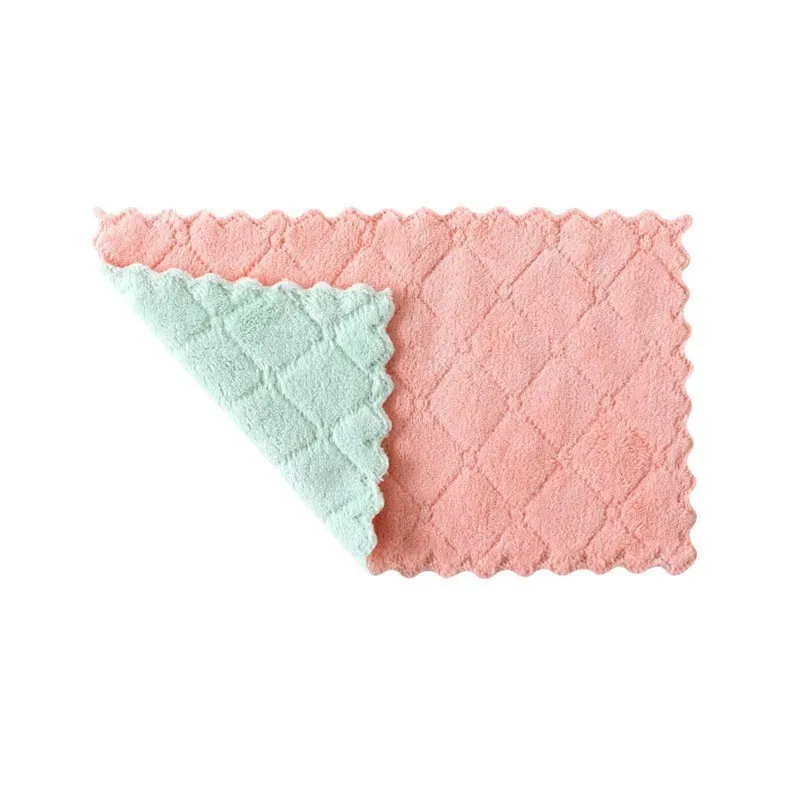 1pc Household Soft Thick Dish Towel Double Sided Microfiber Cleaning Cloth Super Absorbent Kitchen Dish Bowl Washing Cloth Rag