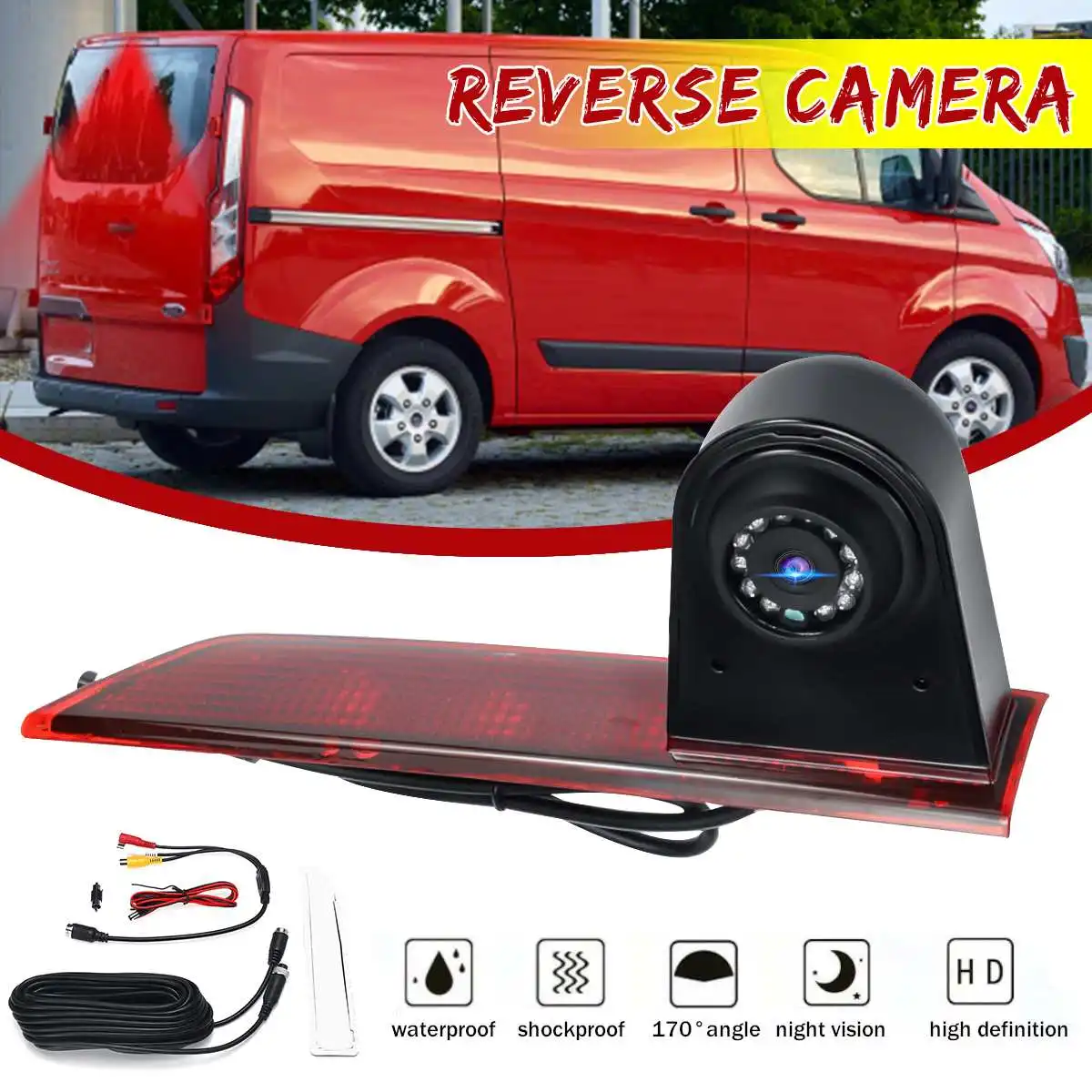 

170 degree Reversing Backup Rear View Brake Light Camera For Ford Transit Custom 2016 on Waterproof IP68