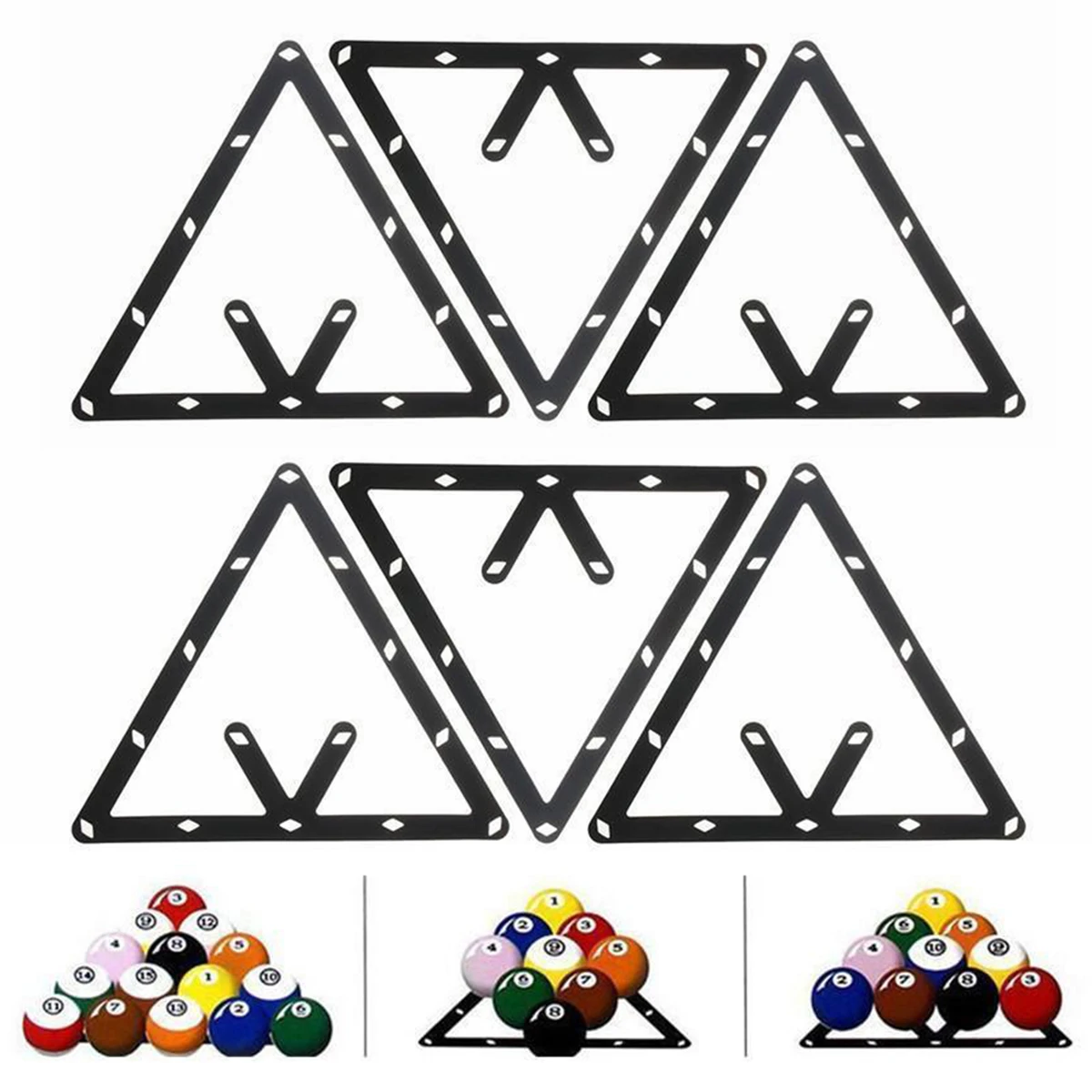 Mayitr 6 Pcs الثلاثي ماجيك الكرة رف المواقع البلياردو جديلة التبعي الأسود الرياضة الترفيه