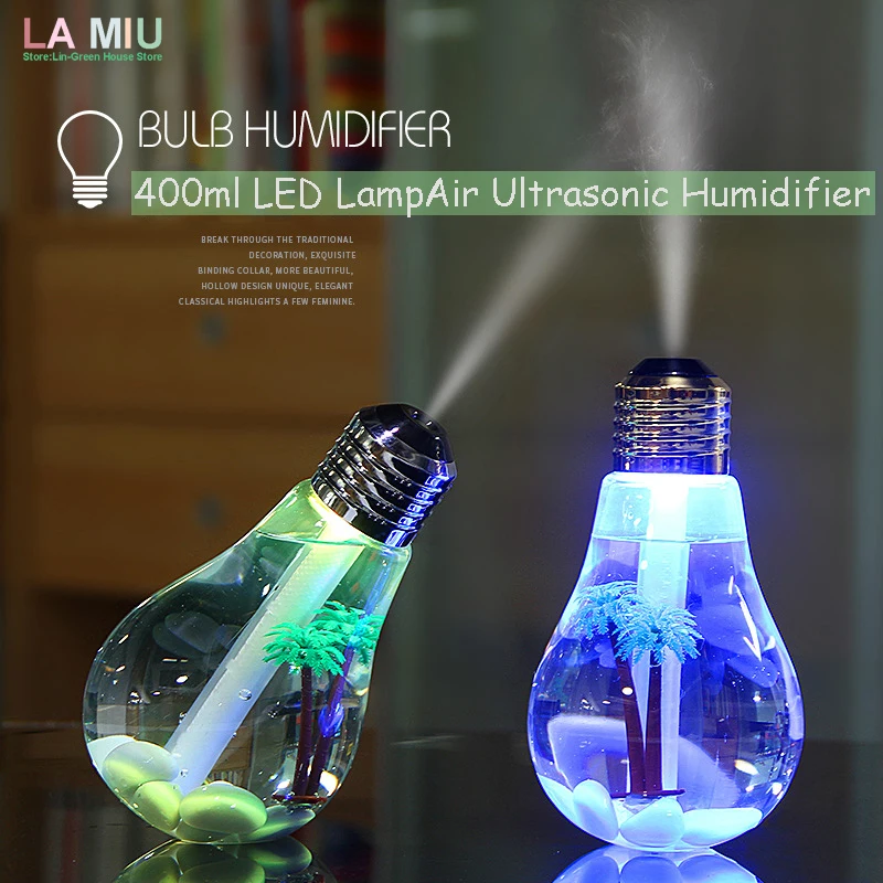 400ml LED Lamp Air Ultrasonic Humidifier With LED Night Light For Home