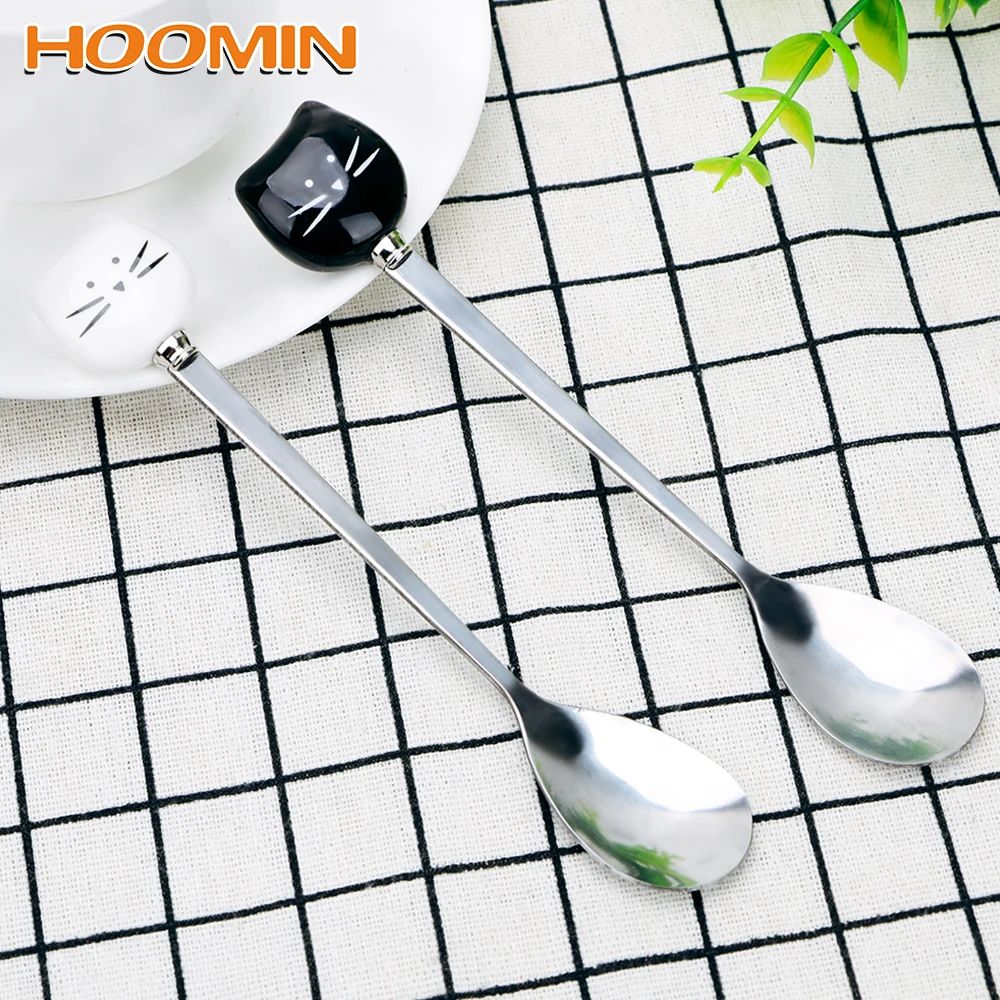 Кофейная ложка из нержавеющей стали HOOMIN мультяшная для мороженого керамические