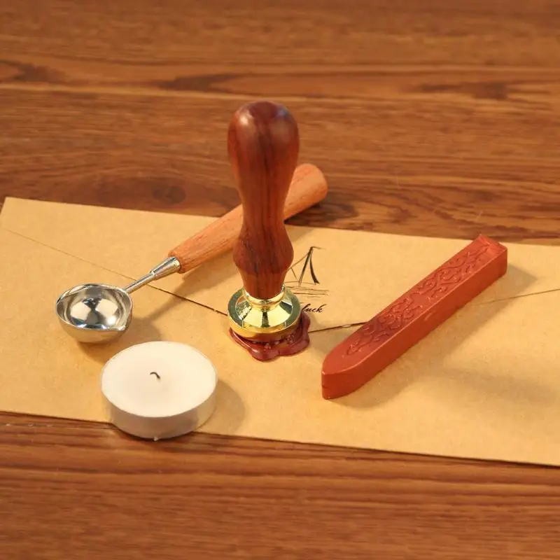  Antique Plant Pattern Wood Handle Metal Sealing Wax Stamps for DIY Craft Ancient Wedding Invitation - 32998298757