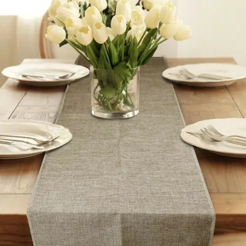 Новая модная прямоугольная ткань для скатерти льняная ткань ужин свадебное покрывало на Банкетный стул чистого цвета